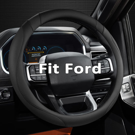 Picture of West Llama Customized Auto Car Steering Wheel Cover for Ford F-150, F-250, F-350, Expedition (Black)