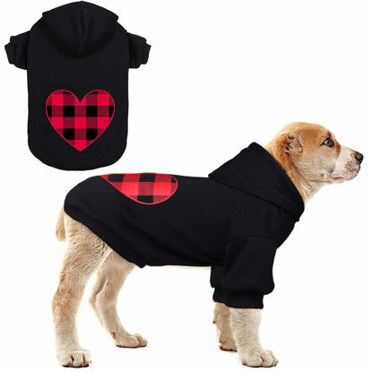 Picture of Dog Hoodie Dog Sweaters for Medium Dogs Pet Clothes Black Buffalo Plaid Warm and Soft Breathable Cozy(M)