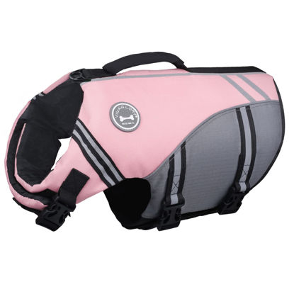 Picture of VIVAGLORY Dog Life Jacket, Dog Life Vest for Swimming & Boating, Sports Style, Sakura Pink, XLarge