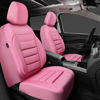 Picture of CAR PASS Pink Leather Seat Covers Full Set Universal Water Resistant 3D Foam Back Support, Luxury Comfort Automotive 5 Seat Covers All Season Fit SUV,Sedan,Van, Airbag Compatible Elegance Pink