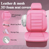Picture of CAR PASS Pink Leather Seat Covers Full Set Universal Water Resistant 3D Foam Back Support, Luxury Comfort Automotive 5 Seat Covers All Season Fit SUV,Sedan,Van, Airbag Compatible Elegance Pink