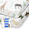 Picture of Pack N Play Sheets Fitted, TotBasic Ultra Soft Mini Crib Sheets Safari, Premium Jersey Knit Pack and Play Sheets Neutral, Stretchy Play Yard Sheets for Pack and Play Mattress, 2 Pack (Rabbit Giraff)