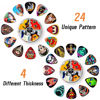 Picture of Guitar Picks 24 Pack Thin,Medium,Heavy/Thick Guitar Picks,Bass Picks Personalized Design,0.46 0.71 0.96 1.20 mm Guitar Pick for Acoustic Guitar,Bass Guitar, Electric Guitarr (Mix 5)