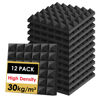 Picture of FONESO Acoustic Panels, High Density Soundproof Foam Panels for Walls, Sound Absorbing Panels, Acoustic Foam Panels Fire Resistant for Studio Recording (Black, 2"x12"x12" 12Pack)