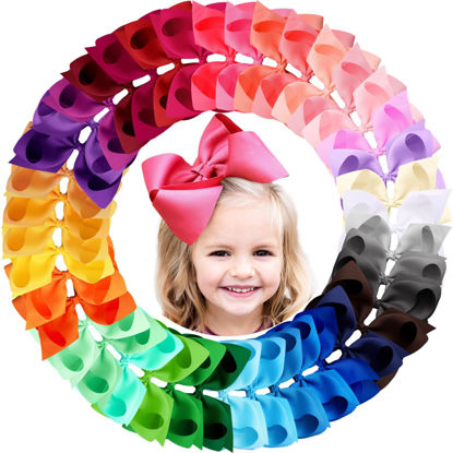 Picture of Oaoleer 40Pcs 8" Hair Bows Clips Grosgrain Ribbon Bows Hair Alligator Clips Hair Barrettes Hair Accessories for Baby Girls Infants Toddlers Kids Teens Children (8 Inch)