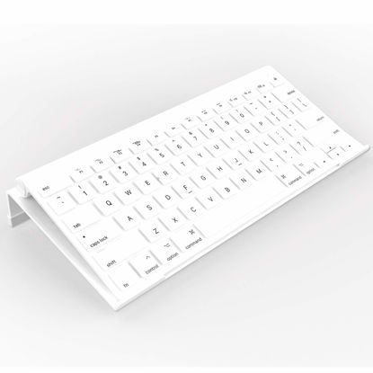 Picture of KOTEMON Mini Computer Keyboard Stand-11.8'' x 5.1''-Small Computer Keyboard Tray Acrylic Keyboard Holder for 78 Keys Universal Compact Keyboard, with White Silicone Strip, White