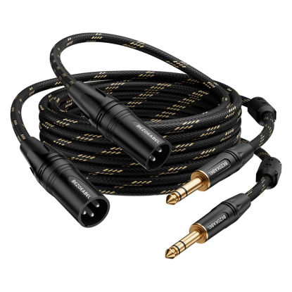 Picture of BEZOKABEL XLR to 1/4 inch(6.35mm), XLR Male to 1/4 Male 10ft 2packs, TRS to XLR Cable, Quarter Inch to XLR Microphone Cable Nylon Braided