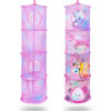 Picture of Basumee Stuffed Animals Net or Hammock 2 Pcs Stuffed Animals Storage Toy Net Hammock for Stuffed Animals Organizer Mesh Hammock Kids Girls Room Decor, Pink, 4 Tiers