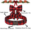Picture of Unique style paws Christmas Dog Collar with Bow Tie Classic Red Plaid Puppy Collar for Small Medium Large Dogs as Holiday Winter Gifts-M