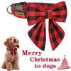 Picture of Unique style paws Christmas Dog Collar with Bow Tie Classic Red Plaid Puppy Collar for Small Medium Large Dogs as Holiday Winter Gifts-M