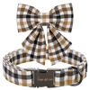 Picture of Unique style paws Christmas Dog Collar with Bow Tie Brown Plaid Puppy Collar for Small Medium Large Dogs as Autumn Winter Pet Gifts-XL