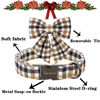 Picture of Unique style paws Christmas Dog Collar with Bow Tie Brown Plaid Puppy Collar for Small Medium Large Dogs as Autumn Winter Pet Gifts-XL