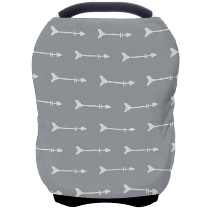 Picture of Nursing Carseat Canopy Breastfeeding Cover - Multi-use Stretchy Car Seat Covers for Babies, Baby Shower Gifts (Grey Arrows)