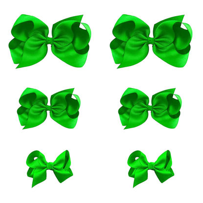Picture of Green Bows for Girls,6PCS Hand-made Grosgrain Ribbon Hair Bows Alligator Clips Hair Accessories for Little Teen Toddler Girls Kids (Green)