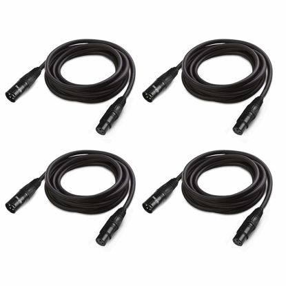 Picture of JLPOW 10 ft Flexible DMX Cable, Gold-Plated 3 Pin Signal XLR Male to Female DMX Cable Wire, Best for DJ Stage Lighting Moving Head Lights Par Light (4 Pack)