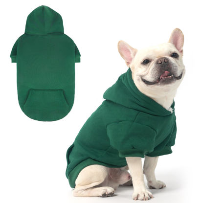Picture of KOOLTAIL Basic Dog Hoodie - Soft & Warm Dog Hoodie Sweater with Leash Hole and Pocket, Dog Winter Coat, Cold Weather Clothes Sweatshirt for Small Medium Large Dogs Puppy Cat Boys Girls Deep Green M