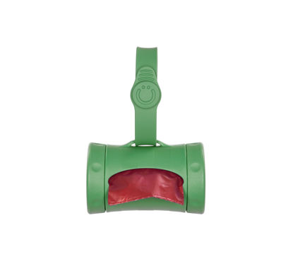 Picture of Ubbi Retractable Dog Poop Bag Holder and Dispenser with Silicone Strap Leash Attachment, Includes 2 Roll of Lavender Scented Leakproof Waste Bags, Green