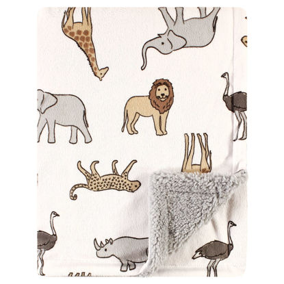 Picture of Hudson Baby Unisex Baby Plush Mink and Sherpa Blanket, Modern Neutral Safari, One Size