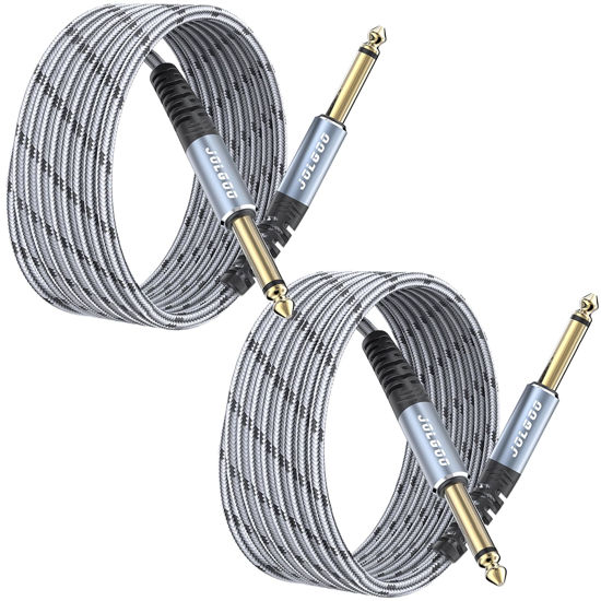 Picture of JOLGOO 1/4 Inch Guitar Instrument Cable 10 FT 2-Pack, 1/4 inch TS Guitar Cable, Quarter inch Cable, for Electric Guitar, Bass, Keyboard, Mixer, Amplifier, Speaker, Electric Mandolin