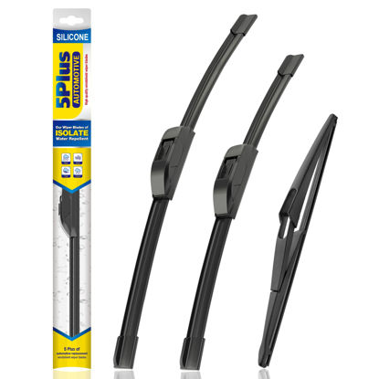 Picture of 5 PLUS® Silicone Windshield Wipers Replacement for 2008-2013 NISSAN Rogue,2014-2015 NISSAN Rogue Select Wiper Blades(Set of 3),Automotive Replacement Windshield Wiper Blades-26"/14"/12"