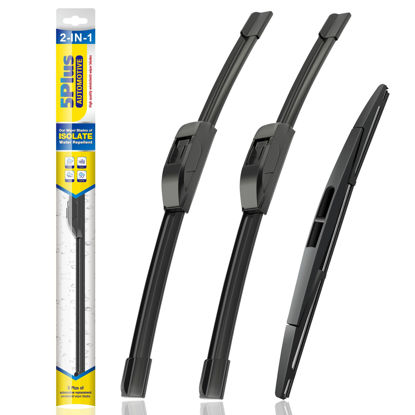 Picture of 5 PLUS® Windshield Wiper Blades Replacement for 2023-2018 Jeep Wrangler Windshield Wipers (Pack of 3), Automotive Replacement Windshield Wiper Blades For My Car Water Repellent-16"/16"/12"