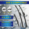 Picture of 5 PLUS® Windshield Wiper Blades Replacement for 2023-2018 Jeep Wrangler Windshield Wipers (Pack of 3), Automotive Replacement Windshield Wiper Blades For My Car Water Repellent-16"/16"/12"