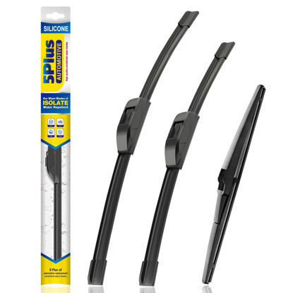 Picture of 5 PLUS® Silicone Windshield Wipers Replacement for 2011-2015 KIA Sorento 2010-2019 KIA Soul 2018 2019 KIA Soul EV Wiper Blades(Set of 3),Automotive Replacement Windshield Wiper Blades-24"/20"/11"