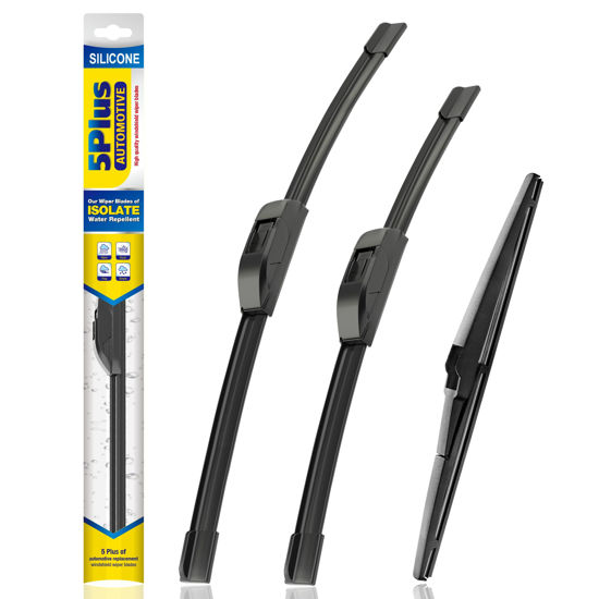 Picture of 5 PLUS® Silicone Windshield Wipers Replacement for 2011-2015 KIA Sorento 2010-2019 KIA Soul 2018 2019 KIA Soul EV Wiper Blades(Set of 3),Automotive Replacement Windshield Wiper Blades-24"/20"/11"