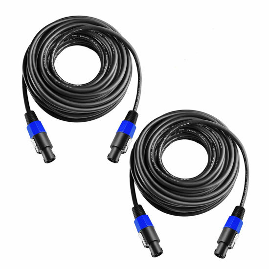 Picture of Yoico 2Pcs 3 Feet Professional Speakon to Speakon Cables Wire Speaker Audio Amplifier Cord 7mm with Twist Lock