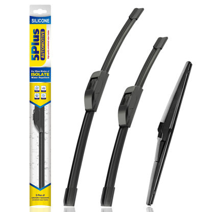 Picture of 5 PLUS® Silicone Windshield Wipers Replacement for 2008-2020 DODGE Journey Wiper Blades(Set of 3),Automotive Replacement Windshield Wiper Blades For My Car-24"/19"/12"
