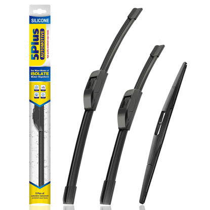 Picture of 5 PLUS® Silicone Windshield Wipers Replacement for 2009-2020 HONDA Fit Wiper Blades(Set of 3),Automotive Replacement Windshield Wiper Blades For My Car-28"/14"/14"