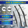 Picture of 5 PLUS® Silicone Windshield Wiper Blades Replacement for 2023 2022 2021 2020 2019 SUBARU Ascent Wiper Blades(Set of 3),Automotive Replacement Windshield Wiper Blades With Water Repellency-26"/20"/14"