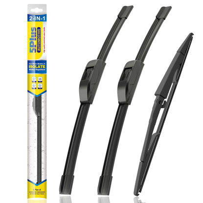 Picture of 5 PLUS® Windshield Wiper Blades Replacement for 2010-2005 Jeep Grand Cherokee Windshield Wipers (Pack of 3), Automotive Replacement Windshield Wiper Blades For My Car Water Repellent-21"/21"/14"