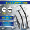 Picture of 5 PLUS® Windshield Wiper Blades Replacement for 2023-2015 Jeep Renegade Windshield Wipers (Pack of 3), Automotive Replacement Windshield Wiper Blades For My Car Water Repellent-22"/20"/10"