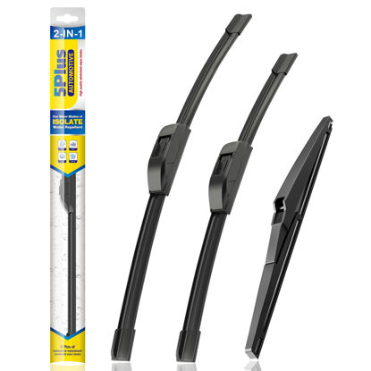 Picture of 5 PLUS® Windshield Wiper Blades Replacement for 2023-2018 Jeep Compass Windshield Wipers (Pack of 3), Automotive Replacement Windshield Wiper Blades For My Car Water Repellent-24"/18"/10"