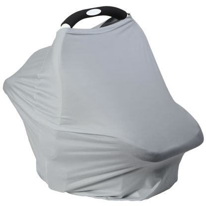 Picture of Breathable Car Seat Cover for Babies - Multi-Purpose Soft Rayon Nursing Cover for Breastfeeding, High Stretchy Infant Carseat Canopy, Stroller Cover (Light Grey)