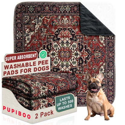 Picture of PUPIBOO Washable Pee Pads for Dogs - Super Absorbent Reusable Puppy Training Pads - 100% Waterproof, Leak-Proof & Non-Slip Whelping Pads for Pet Housebreaking
