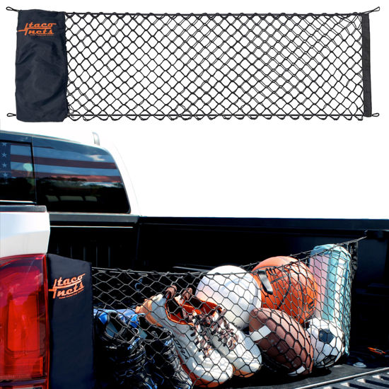 Picture of TacoNets Toyota Tacoma Envelope Style Truck Bed Cargo Net - Patent Pending Design - Fits 2005-2024 - Upgraded 5mm Bungee - Integrated Storage Bag - Designed in USA - Heavy Duty Carabiners