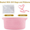 Picture of Poschnor Baby Gift Basket with Gift Bags and Ribbons, 12x 8x 5 Inch Basket for Baby and Pet Toys, Small Cotton Rope Basket - Pink