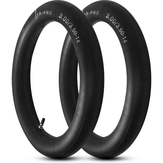 Picture of AR-PRO (2-Pack) 3.00/3.50-14 90/100-14 Dirt Bike Inner Tubes with TR4 Straight Valve, Replacement Heavy Duty Inner Tube for 3.50-14, 3.00-14, 80/100-14, 90/100-14 Dirt Pit Bike Tires
