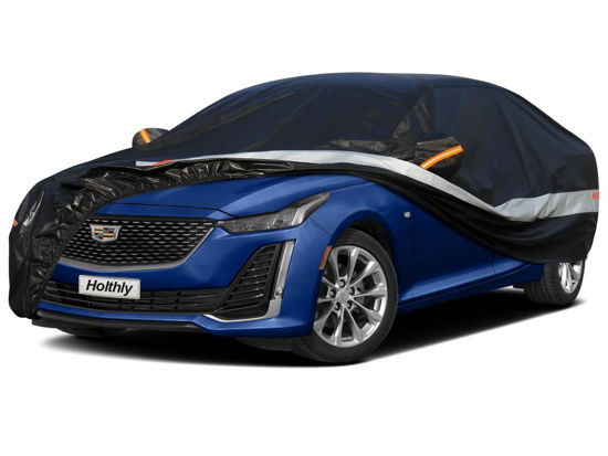 Picture of Holthly 10 Layers Sedan Car Cover Waterproof All Weather for Automobiles,100% Waterproof Outdoor Car Covers Rain Snow UV Dust Protection. Custom Fit for Lexus ES, Cadillac CT5, CTS, Buick LaCrosse,etc