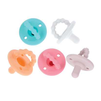 Picture of Nuby Silicone Softees Pacifier and Teethers - (5-Pack) Silicone Baby Pacifiers and Teethers - 0+ Months - Assorted Pastel Colors