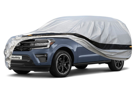 Picture of Holthly 10Layer Car Cover Waterproof All Weather for Large SUV,100% Waterproof Outdoor Car Covers Rain Snow UV Dust Protection.Custom Fit for Ford Expedition, Chevy Tahoe,GMC Yukon,Escalade,etc
