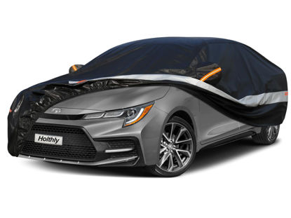 Picture of Holthly 10 Layers Sedan Car Cover Waterproof All Weather for Automobiles,100% Waterproof Outdoor Car Covers Rain Snow UV Protection. Custom Fit for Honda Civic, Toyota Corolla, Hyundai Elantra,etc