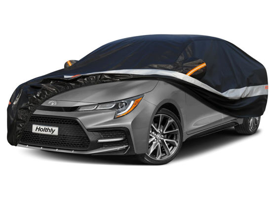 Picture of Holthly 10 Layers Sedan Car Cover Waterproof All Weather for Automobiles,100% Waterproof Outdoor Car Covers Rain Snow UV Protection. Custom Fit for Honda Civic, Toyota Corolla, Hyundai Elantra,etc