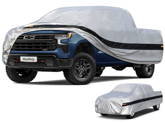 Picture of Holthly 10 Layers Truck Cover Waterproof All Weather. Pickup Truck Cover Rain Snow UV Dust Protection. Length: 230-242 inches, Universal Fit for Ford F150 Chevy Silverado Dodge Ram 1500.