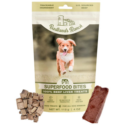 Picture of BADLANDS RANCH - Superfood Bite, Freeze-Dried Raw Dog Treats - Protein Rich, Train & Reward, Traceable Single Ingredient by Katherine Heigl (Beef Liver)