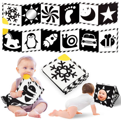 Picture of High Contrast Baby Toys, Black and White Newborn Toys for Brain Development, Soft Baby Books, Infant Sensory Toys 0-6-12 Months, Tummy Time Toys, Visual Stimulation Montessori Toy Gift