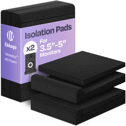 Picture of Ekkogo Pair of Studio Monitor Isolation Pads Premium Acoustic Foam to Elevate Audio Ideal Speaker Foam for 3-4.5 Inch Speakers Enhanced with Vibredux HD Foam for Superior Isolation