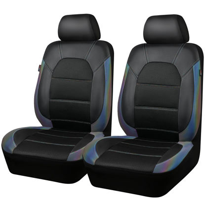Picture of CAR PASS® Universal Leather Two Front Seat Covers,Sport seat Covers fits Most Cars, SUVs, Trucks, and Vans Airbag Compatible (Black Chameleon Iridescent Reflective)